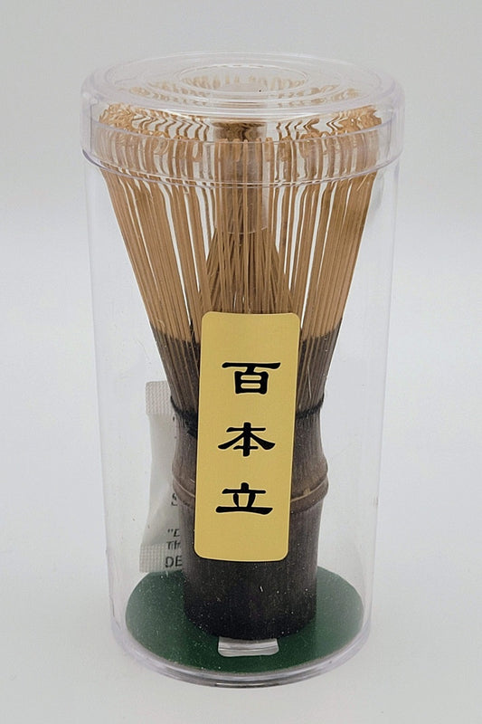 Ensemble à matcha batteur fouet en bambou noir sculpté à la main (100 dents) 百本立