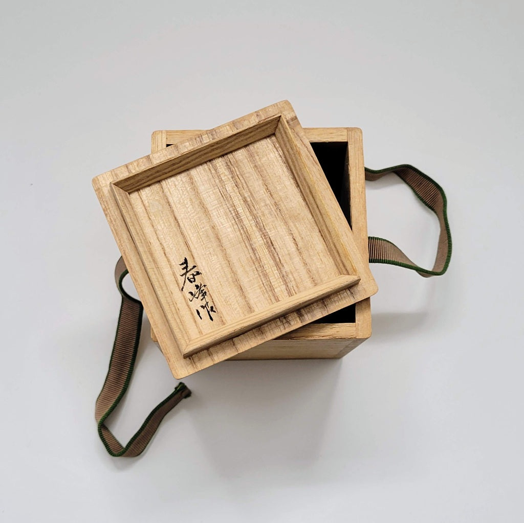 boîte à thé japonaise vintage Yanagi 花鳥画 motif saule maki-e Shunpō
