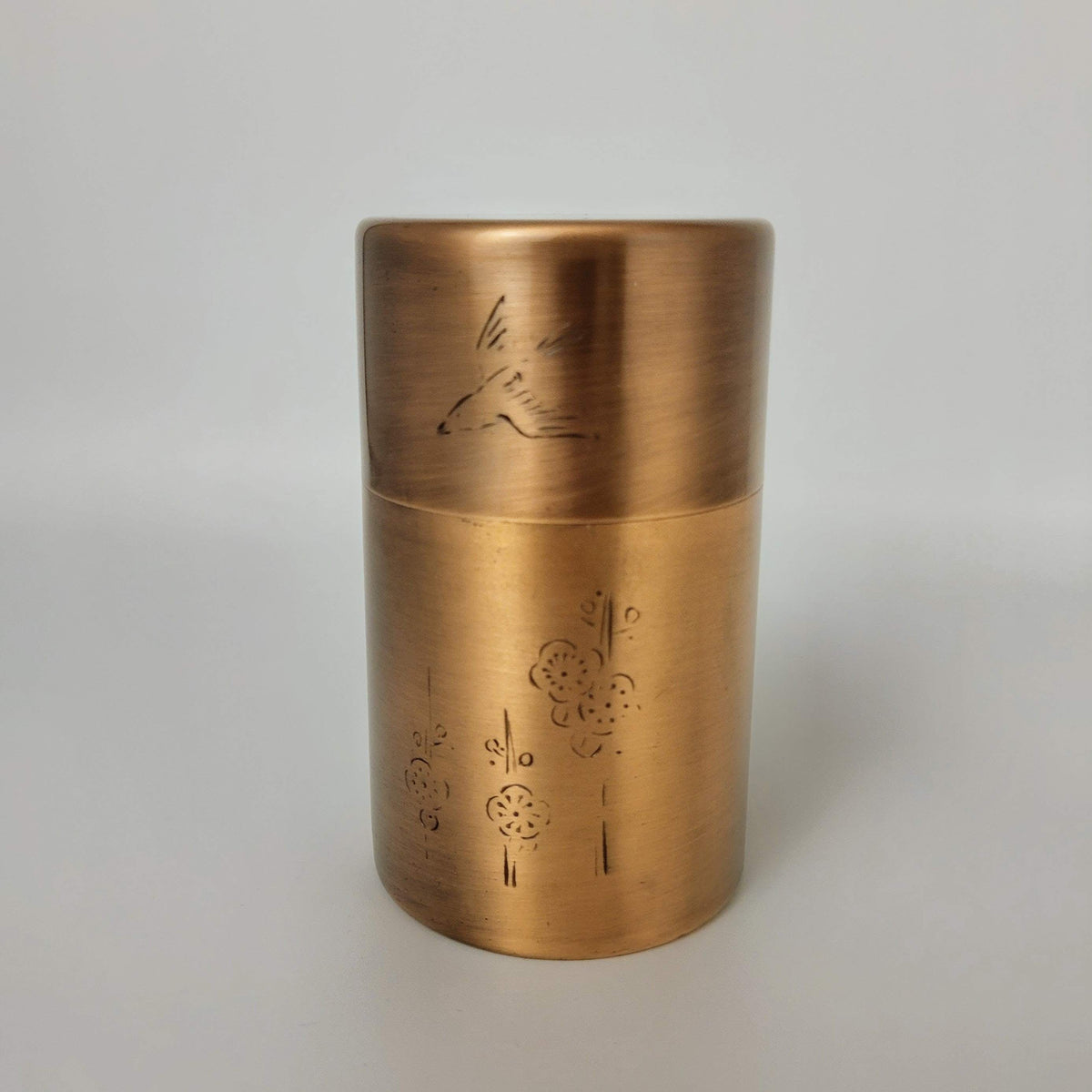 Boîte à thé japonaise chazutsu Ōkadō Koto & Chataku en cuivre pur