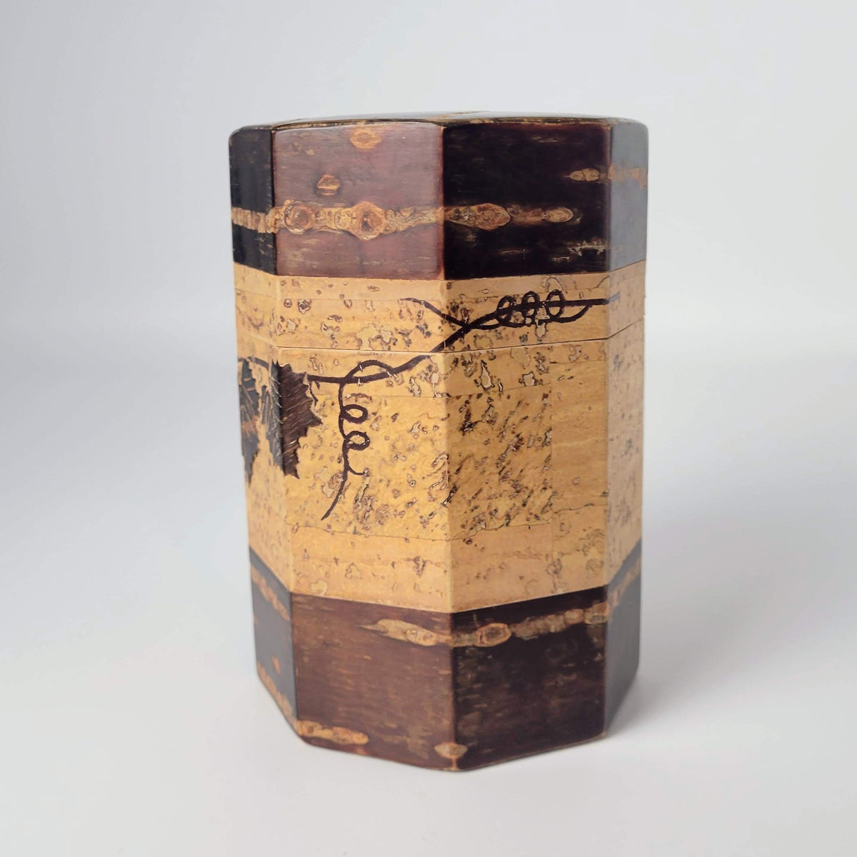 Boîte à thé japonaise chazutsu - Sakura Kawa - Motif raisin - Ensemble de trois pièces