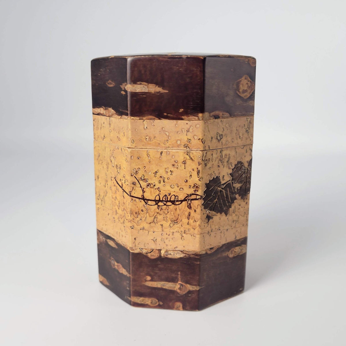 Boîte à thé japonaise chazutsu - Sakura Kawa - Motif raisin - Ensemble de trois pièces
