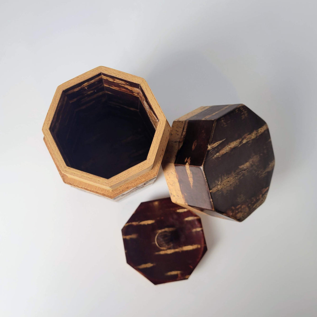 Boîte à thé japonaise chazutsu - Sakura Kawa - Motif raisin - Ensemble de trois pièces