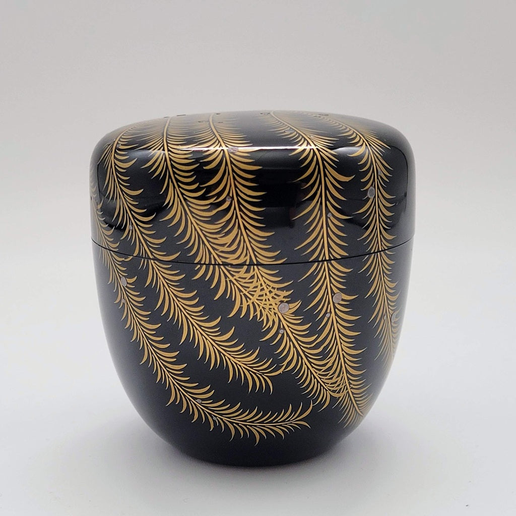 boîte à thé japonaise vintage Yanagi 花鳥画 motif saule maki-e Shunpō
